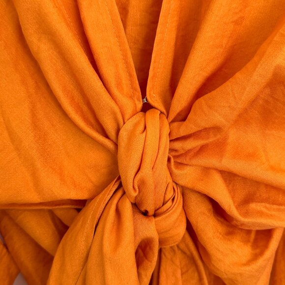 Selfie Leslie // orange mustard yellow Rivera Deep V Waist Tie Top XL - Picture 3 of 7